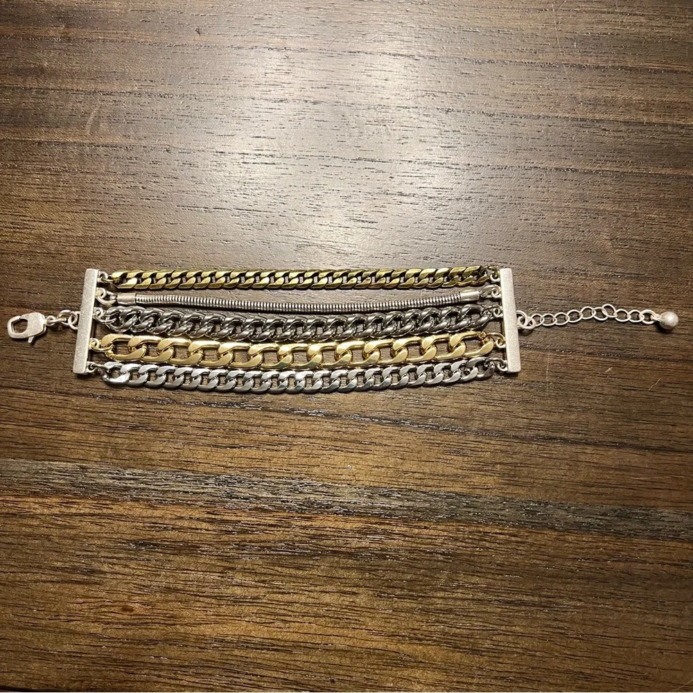 Jenny Bird Austin Cuff Mixed Metal Stacked Layered Chain Bracelet - Picture 4 of 6
